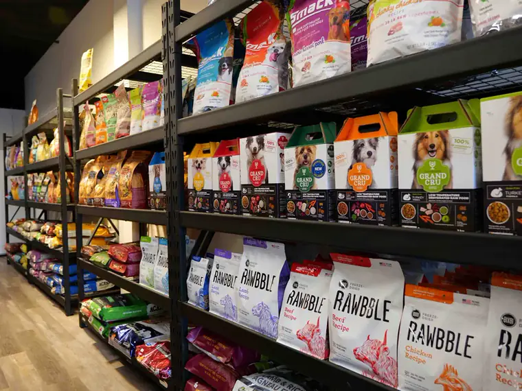 Premium pet food selection at LOVE AND PAWS