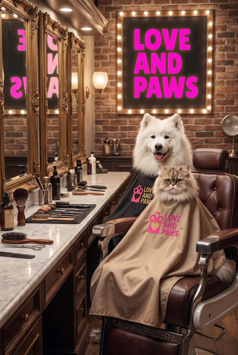 Dog being groomed at Love and Paws salon in Pickering